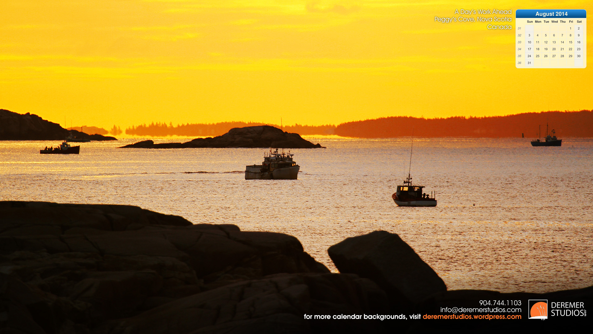 2014 08 August Wallpaper - Peggys Cove Nova Scotia Sunrise Lobst